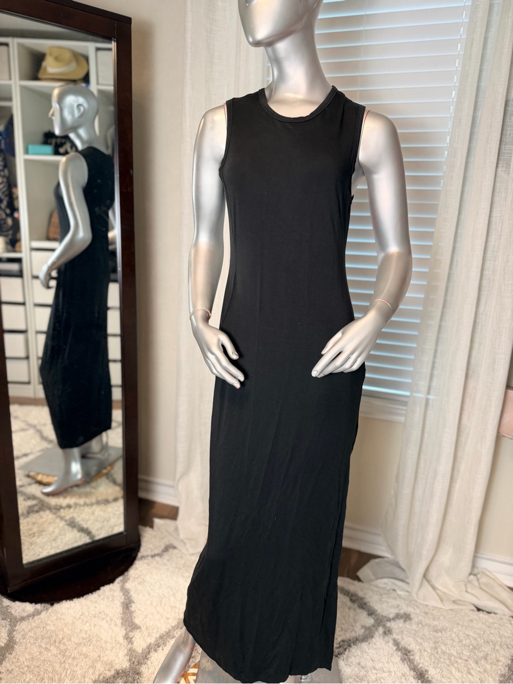 Quince Tencel Lyocell Jersey Tank Maxi Dress Black Large Minimalist Casual - Picture 3 of 11